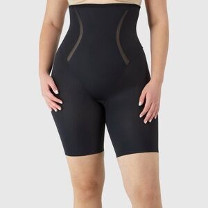 Maidenform High-Waisted Firm Thigh Slimmer Black Shapewear Shorts size L